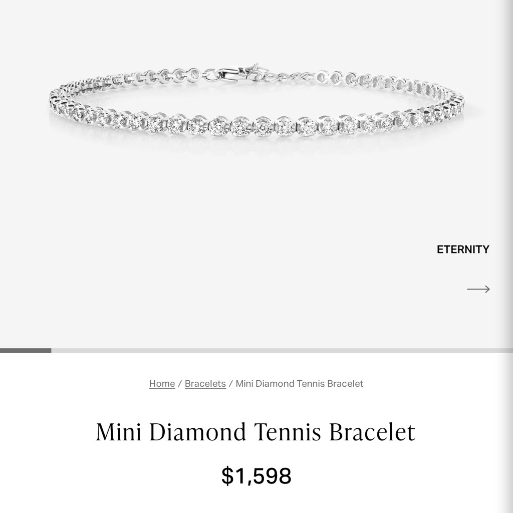 New Ring Concierge Mini Diamond Tennis Bracelet Eternity White Gold 1598 Msrp
